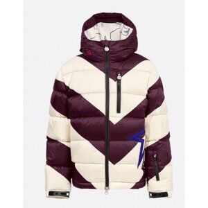 Perfect Moment Super Mojo Striped Puffer Down Jacket Burgundy Youth Size 10 NWT